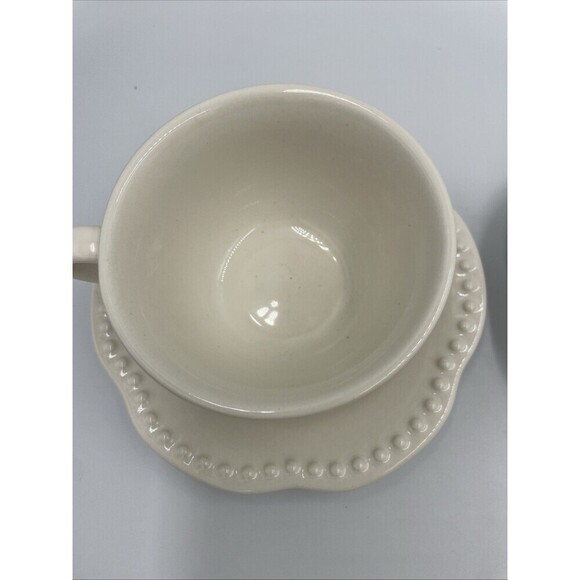 Pottery Barn Emma Beaded Ivory Colored Cup & Saucer Gifts Replacements S… - Picture 3 of 5